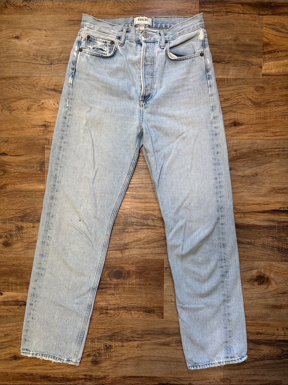 AGOLDE 90’s Mid-Rise Loose Fit Jeans in Snapshot - Light Blue Wash - 24